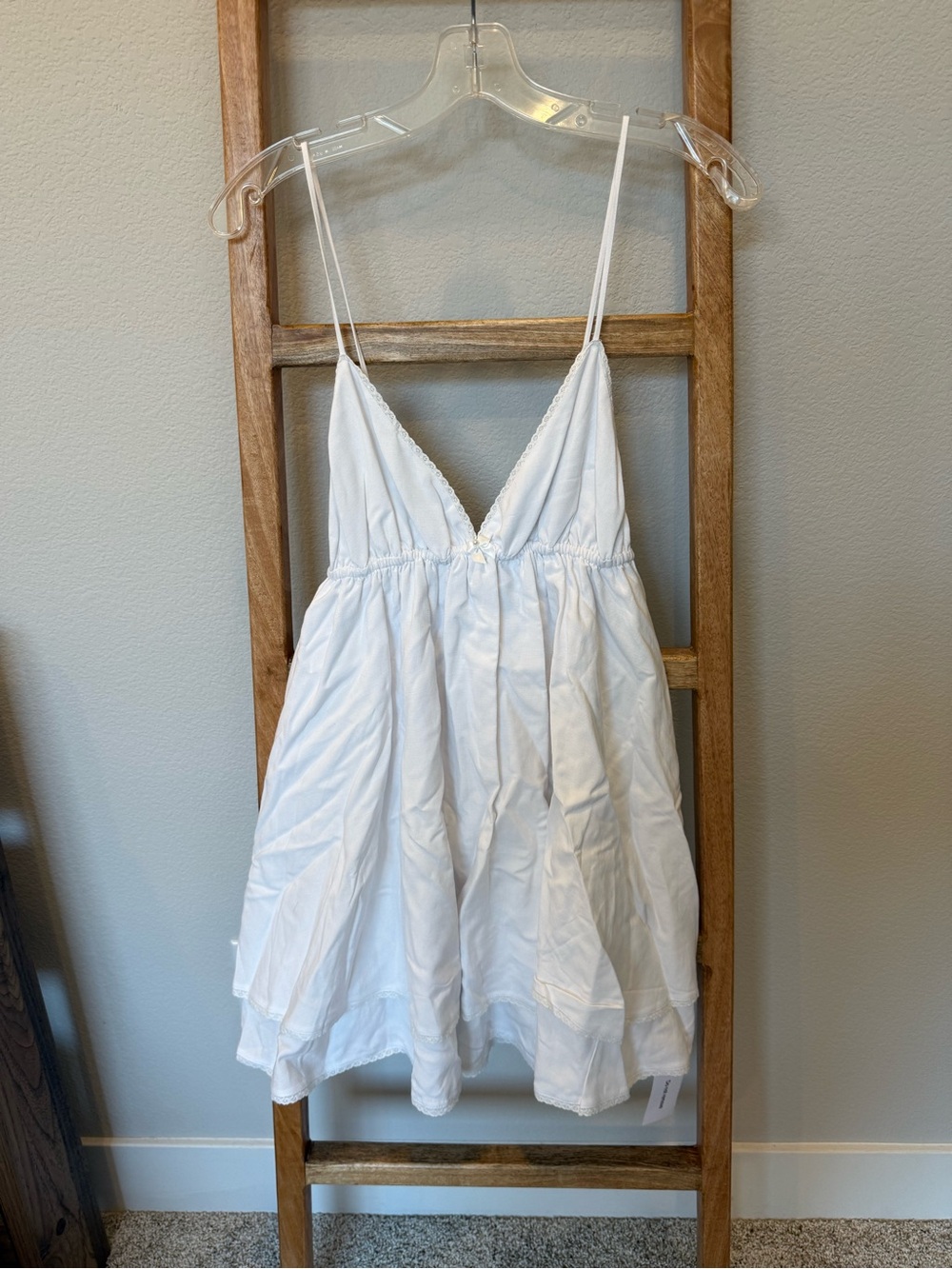 Rumored White Spaghetti Strap Babydoll Dress